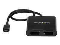 StarTech.com Hub MST USB Type-C vers 2x DisplayPort - Splitter / Répartiteur Multi Stream Transport USB-C vers 2 ports DP (MSTCDP122DP) - Adaptateur DisplayPort - 24 pin USB-C (M) pour DisplayPort (F) - Displayport 1.2/Thunderbolt 3 - 38.6 m - alimentation USB, support 4K30Hz (3840 x 2160), support 2 560 x 1 600 (WQXGA) 60 Hz - noir - pour P/N: BNDTB10GI, BNDTB210GSFP, BNDTB310GNDP, BNDTB410GSFP, BNDTB4M2E1, BNDTBUSB3142 MSTCDP122DP
