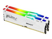 Kingston FURY Beast RGB - DDR5 - kit - 64 Go: 2 x 32 Go - DIMM 288 broches - 6000 MHz / PC5-44800 - CL30 - 1.4 V - mémoire sans tampon - on-die ECC - blanc KF560C30BWAK2-64